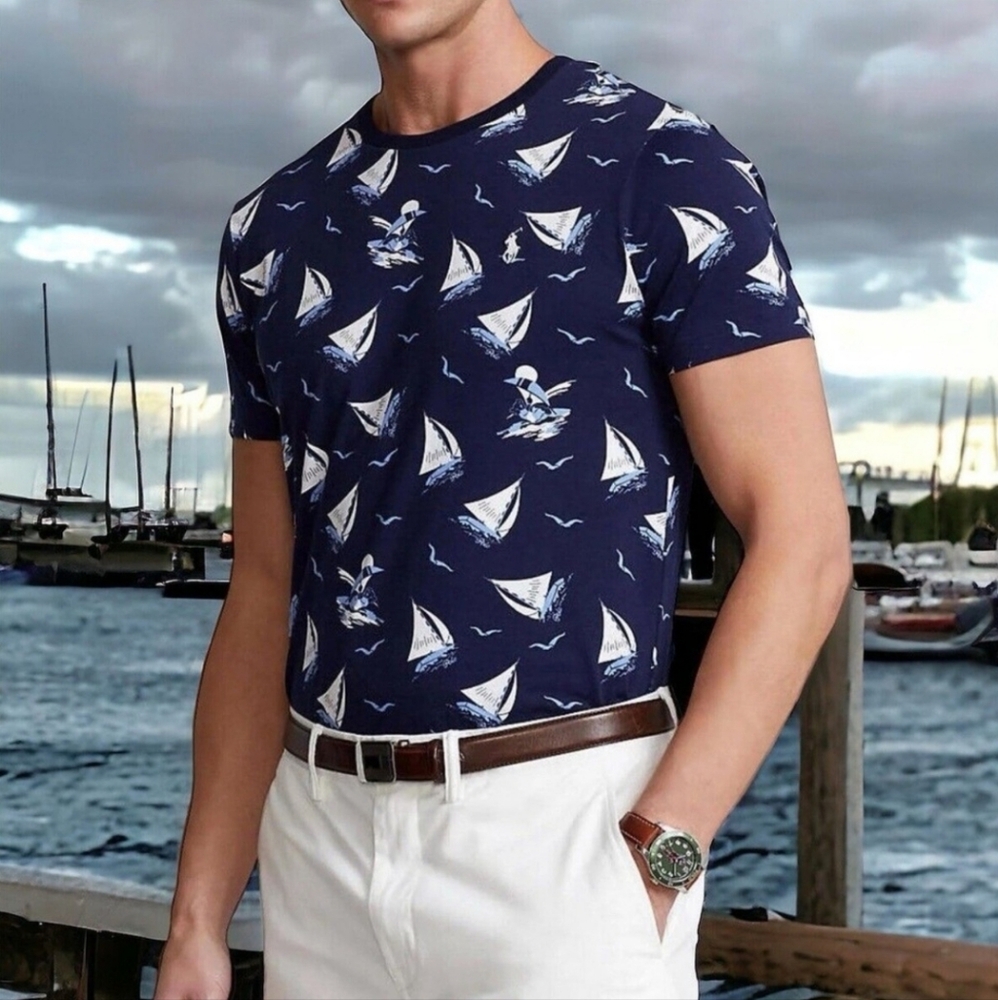 POLO RALPH LAUREN Mens XXL Classic Fit Blue Bear Sailboat All Over Print